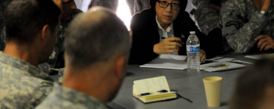 Undersecretary of Defense for Research and Engineering Heidi Shyu is developing a new national defense S&T strategy. In this file photo, Shyu visits Fort Bliss, Texas.